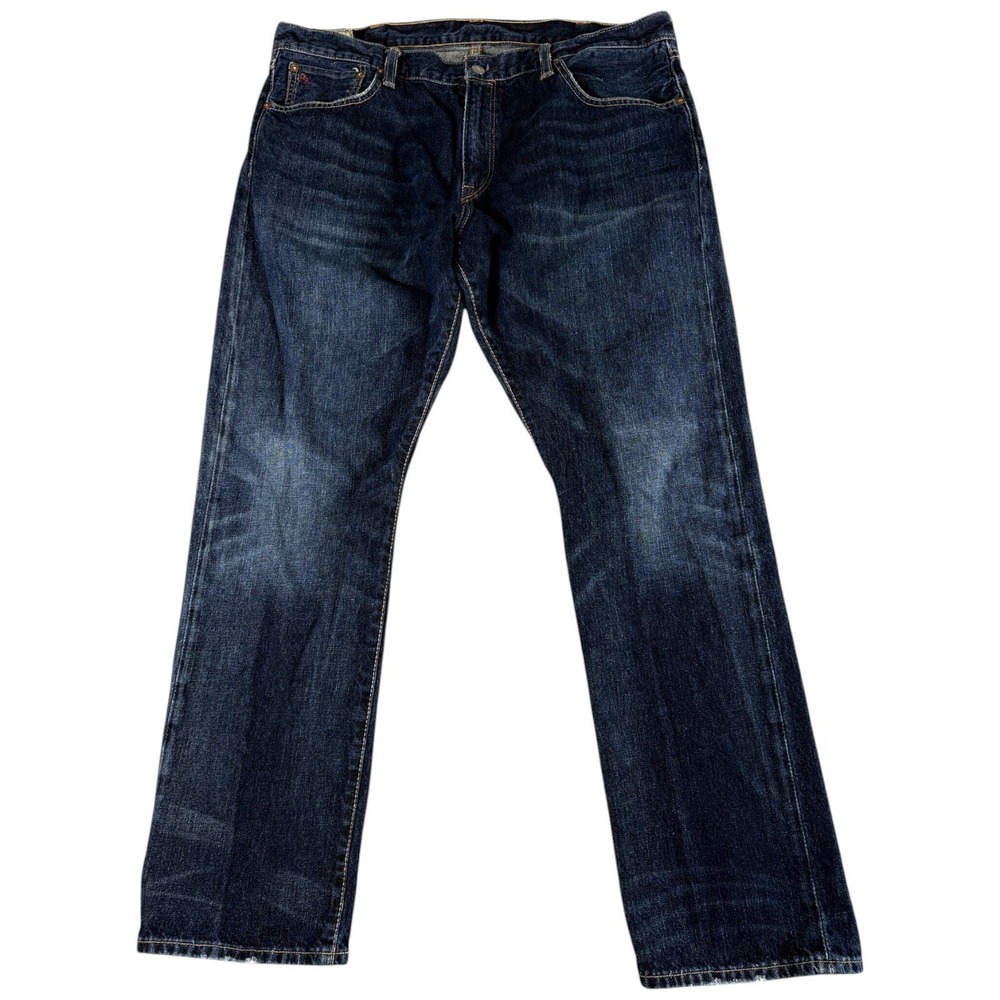Polo Ralph Lauren Jeans Mens 38x32 Dark Blue Washed Heritage Straight Workwear